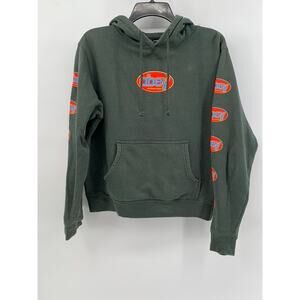 OBEY Women's Green Round Logo Distressed Pullover Hoodie SZ M